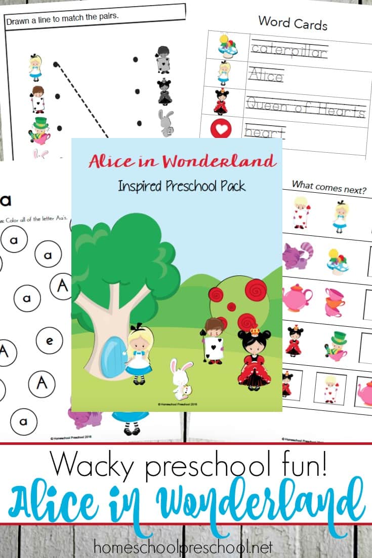 Free Alice in Wonderland Preschool Pack