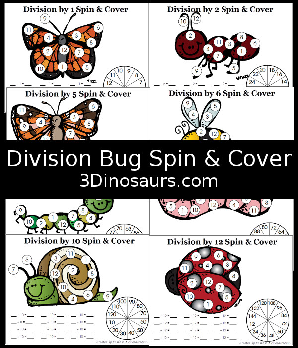 Free Bug Themed Division Spin & Cover Activity