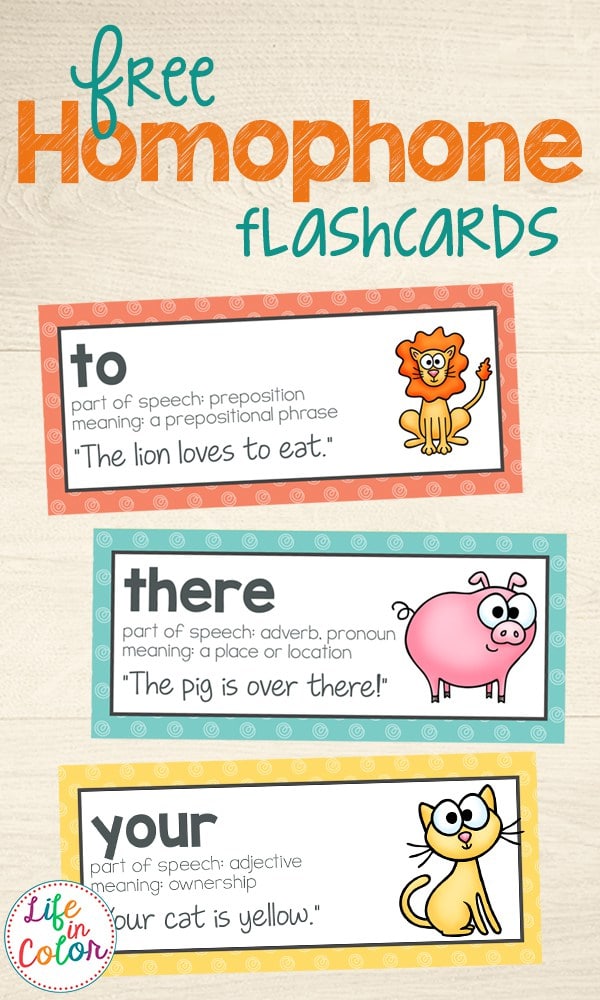 Free Homophone Flashcards