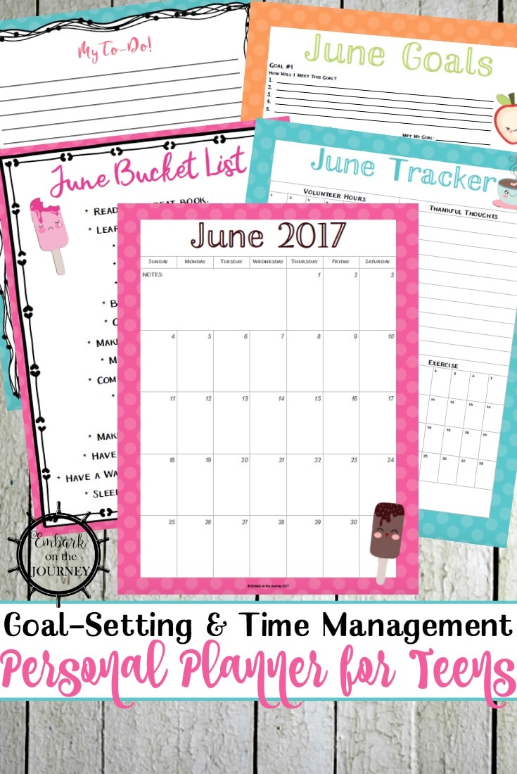 Free June Personal Planner Pages for Teens