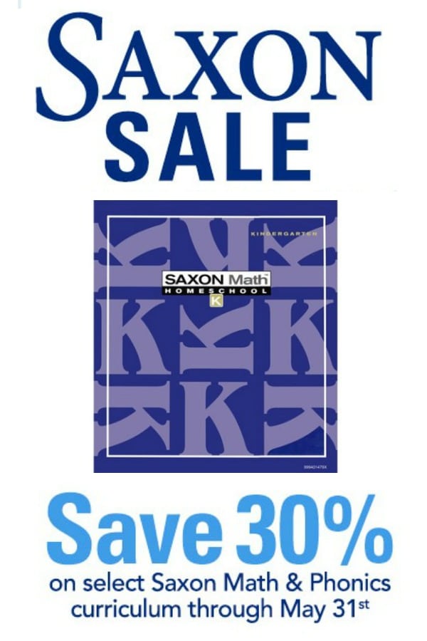 30% Off Saxon Math Curriculum