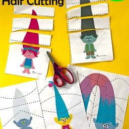 Free Trolls Hair Cutting Scissor Practice Printables