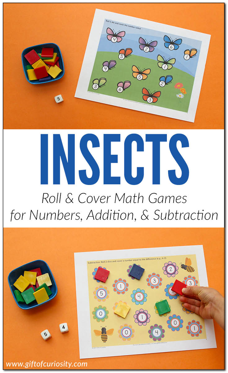 Free Insect Roll & Cover Math Games