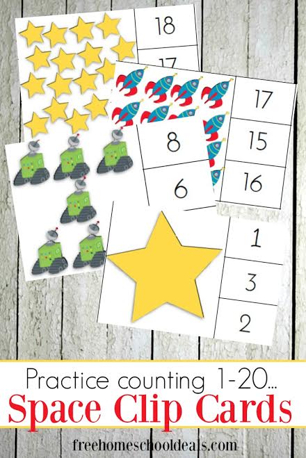 FREE OUTER SPACE THEMED COUNTING CLIP CARDS (Instant Download)