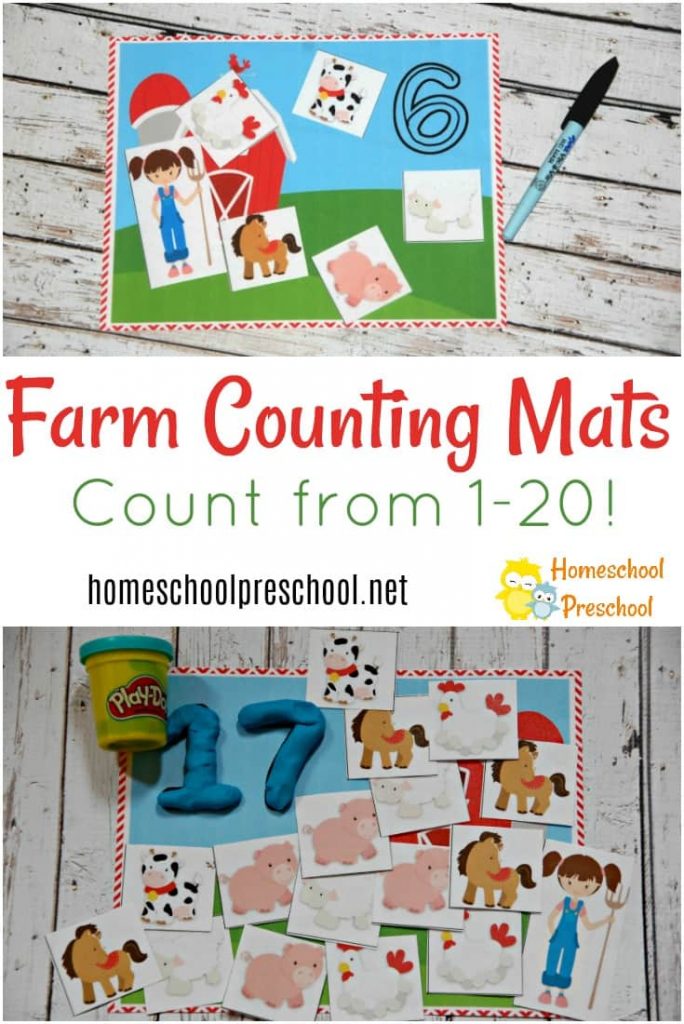 Free Farm Preschool Counting Mats