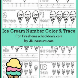 FREE ICE CREAM NUMBER COLOR & TRACE (Instant Download)