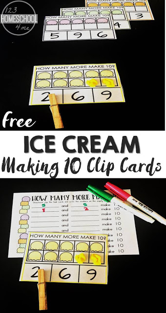 FREE Ice Cream Make 10 Clip Cards 