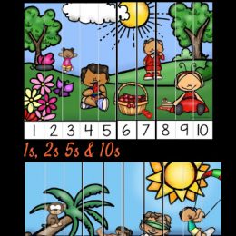 Free Summer Skip Counting Puzzles