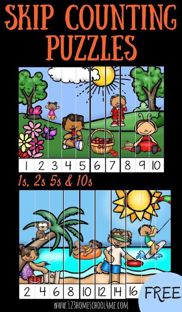 Free Summer Skip Counting Puzzles 