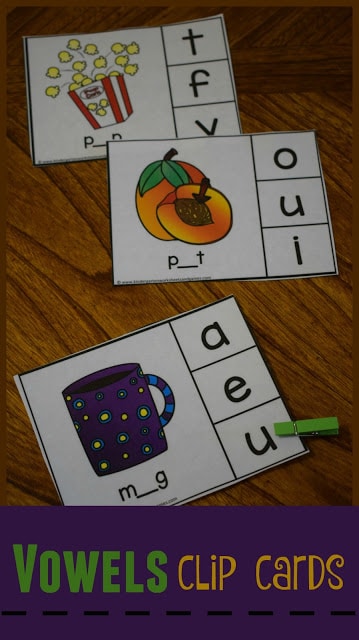 Free Vowel Clip Cards