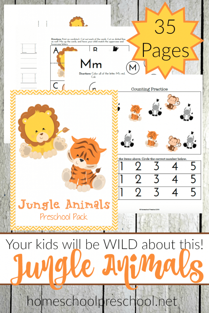 FREE Jungle Animals Preschool Pack (35 Pages!)