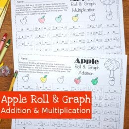 Free Apple Addition & Multiplication Roll & Graph Worksheets