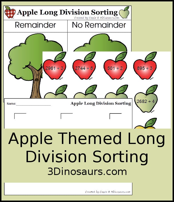 Free Apple Long Division Sorting Activity