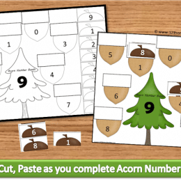 Free Acorn Cut & Paste Math Worksheets