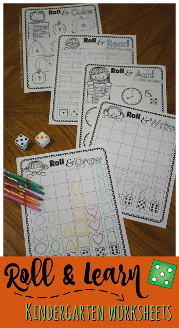 Free Fall Roll & Learn Kindergarten Worksheets