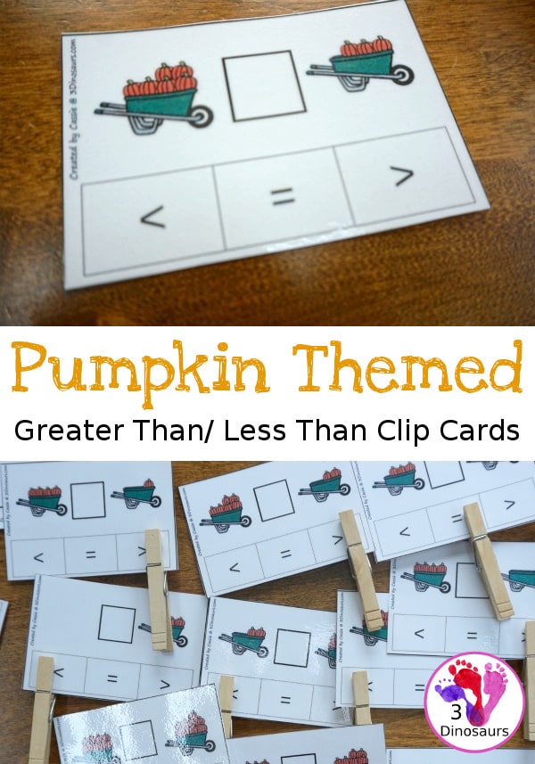 Free Pumpkin Themed Greater Than Less Than Clip Cards