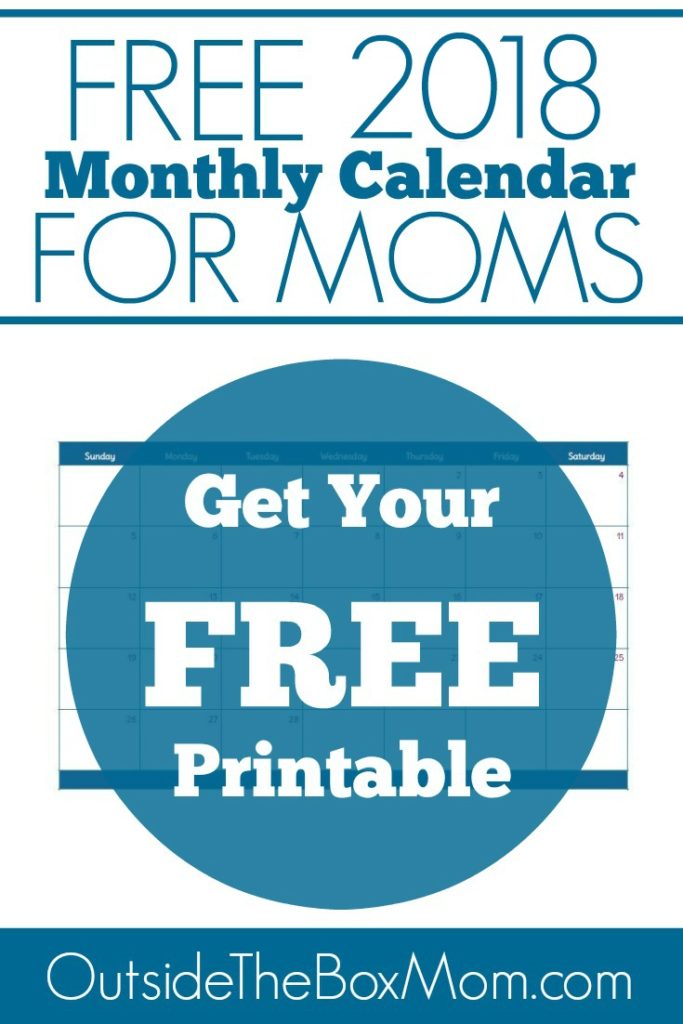 Free 2018 Monthly Calendar Printables