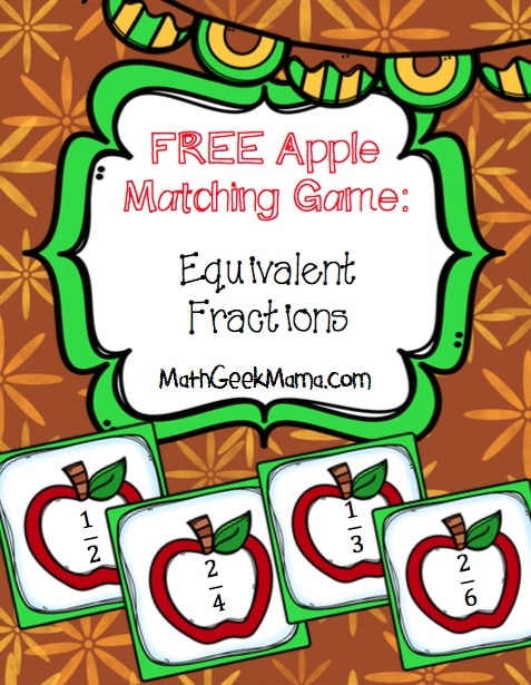 Free Apple Fraction Matching Game