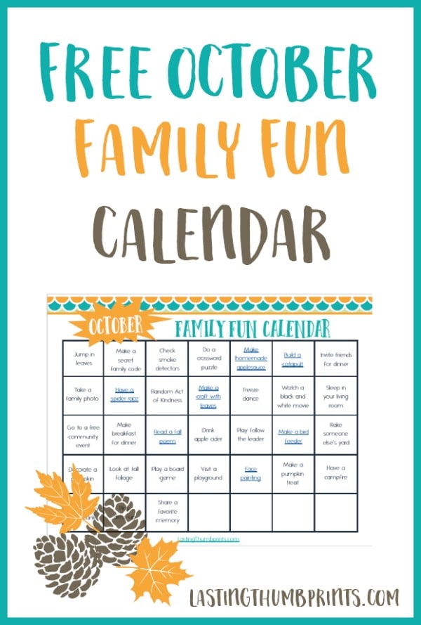 Free October Family Fun Calendar