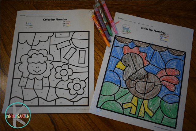 Free Farm Color by Number Worksheets