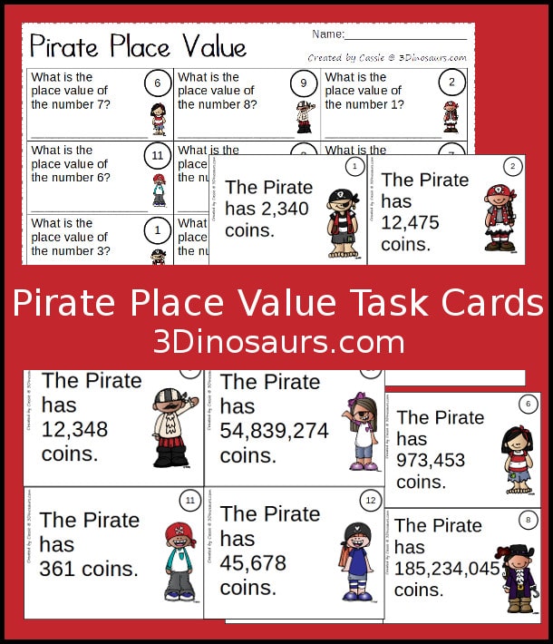 Free Pirate Place Value Task Cards