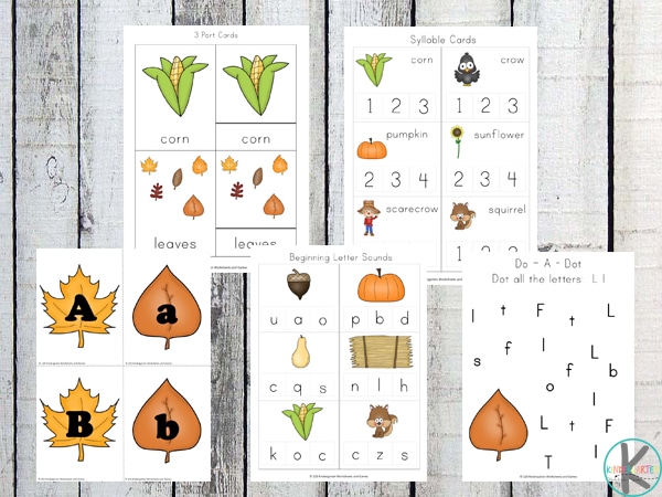 Free Fall Kindergarten Worksheets