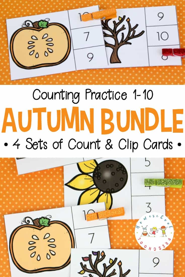 Free Autumn Count & Clip Cards