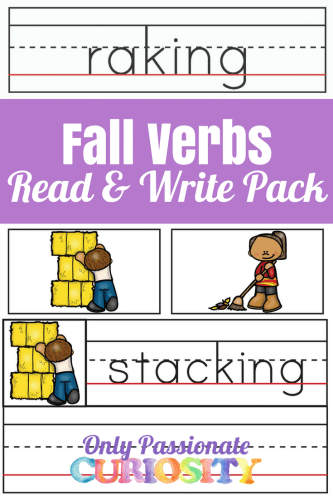 Free Fall Verbs Read & Write Printables