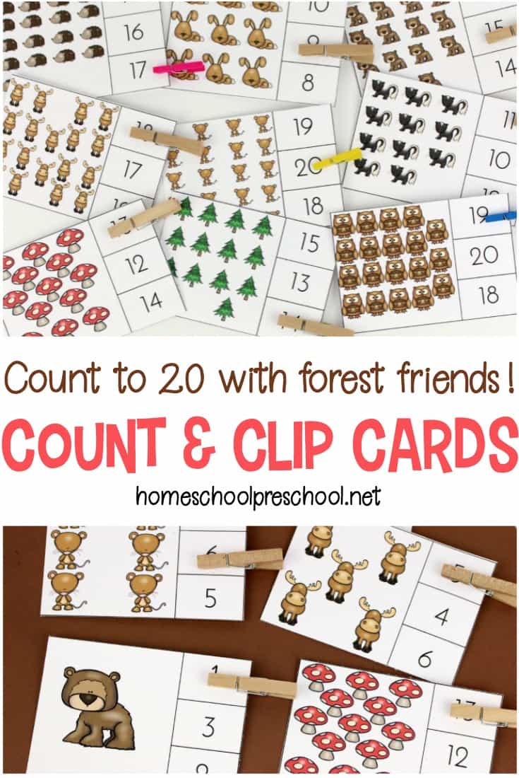 Free Forest Themed Count & Clip Cards