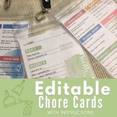 Free Editable Chore Cards for Kids