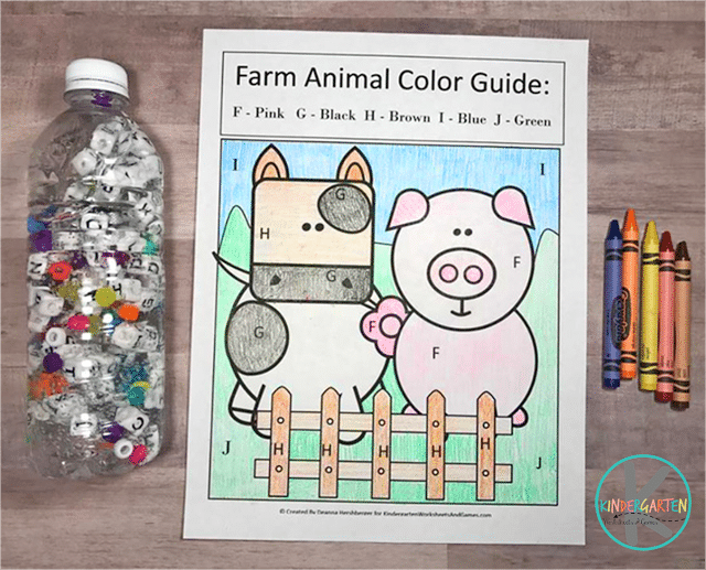 Free Farm Animal Color by Letter Printables