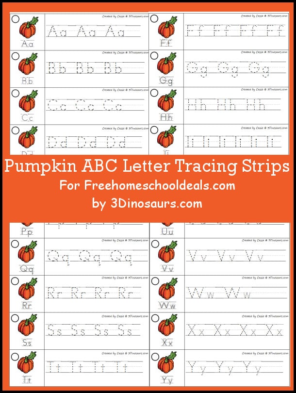 FREE PUMPKIN ABC TRACING STRIPS (Instant Download)