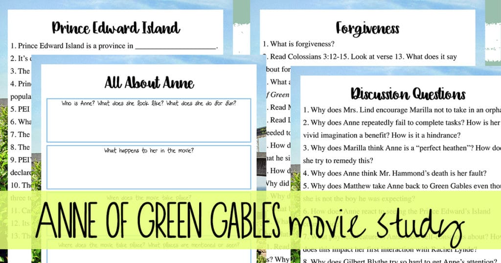 Free Anne of Green Gables Movie Study