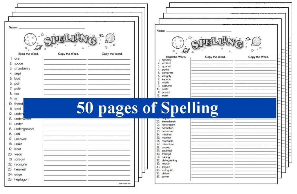 Free Spelling Printables