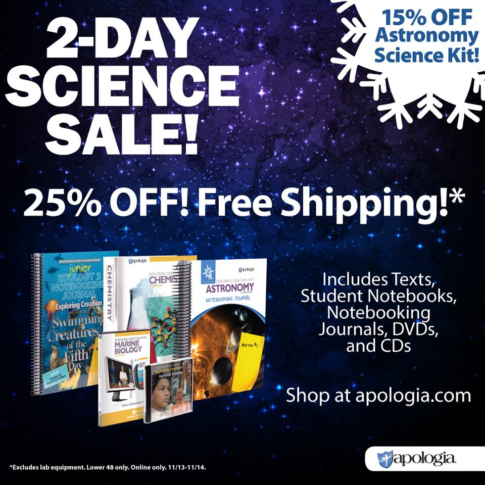 25% Off Apologia Science Resources - Two Days Only!