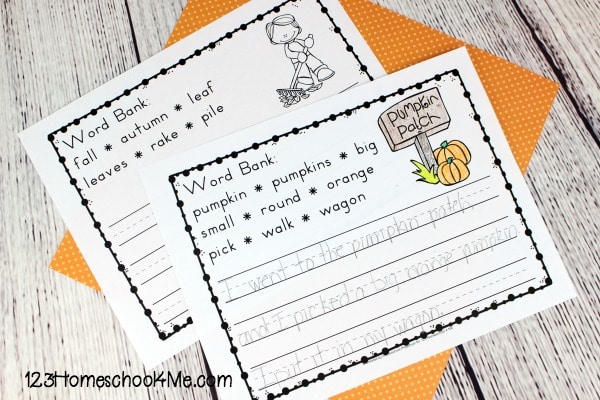 Free Autumn Writing Prompts with Word Banks