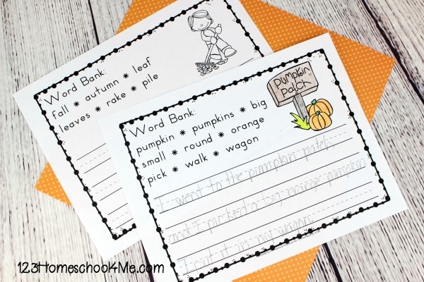 Free Autumn Writing Prompts with Word Banks