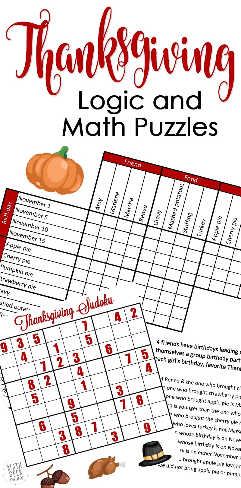 Free Printable Thanksgiving Logic Puzzles