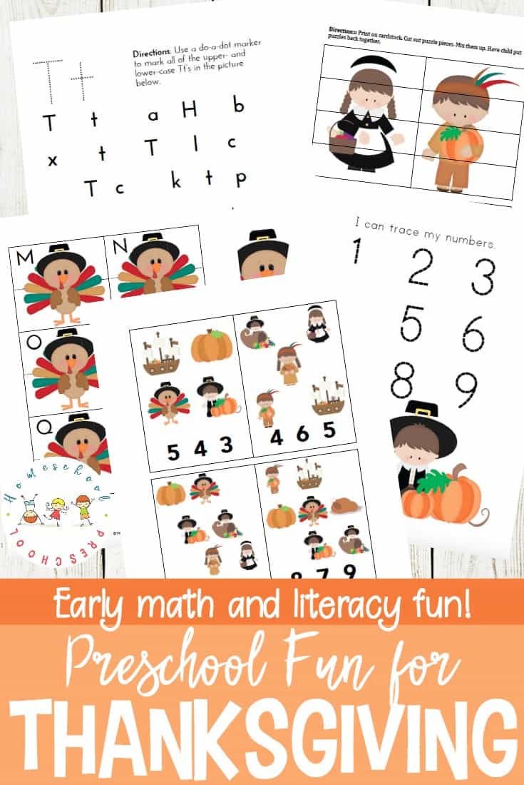 Free Thanksgiving Preschool Learning Pack