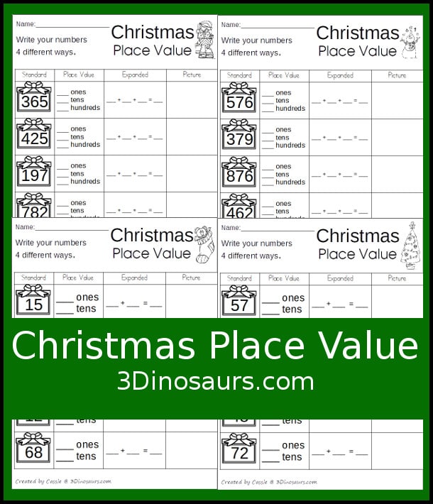 Free Christmas Place Value Worksheets