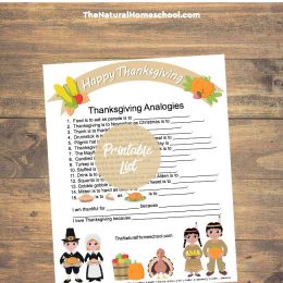 Free Thanksgiving Analogies Printable