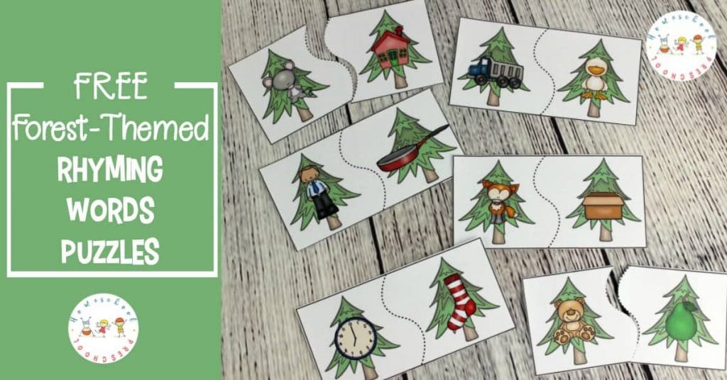 Free Forest-Themed Rhyming Words Puzzles