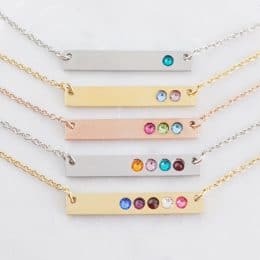 Stainless Birthstone Bar Necklace