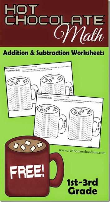 FREE Hot Chocolate Math Addition and Subtraction Worksheets