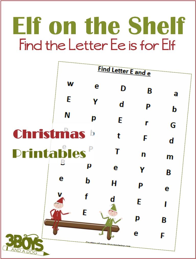 Free E is for Elf Letter Find Worksheets