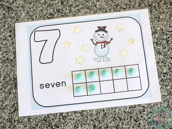 Free Winter Play Dough Counting Mats