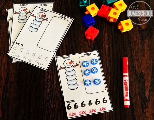 Free Snowman Counting Cards