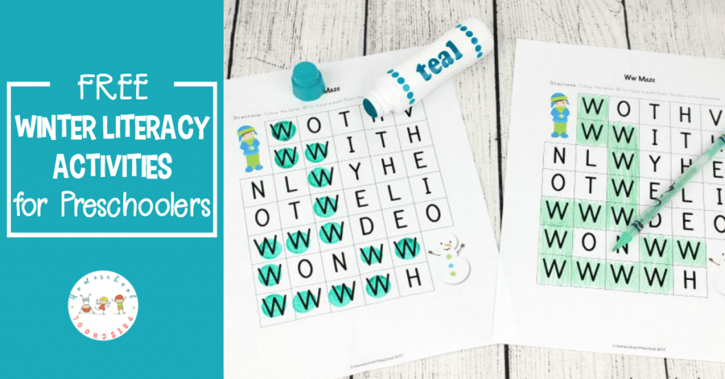 Free Winter Preschool Literacy Pack