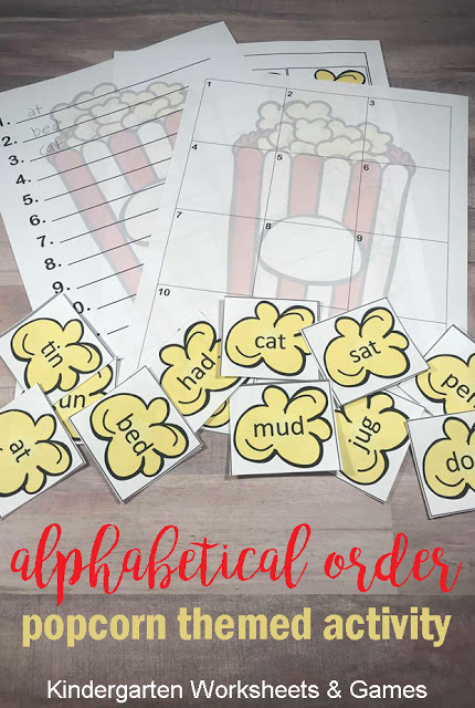 Free Popcorn Alphabetical Order Worksheets