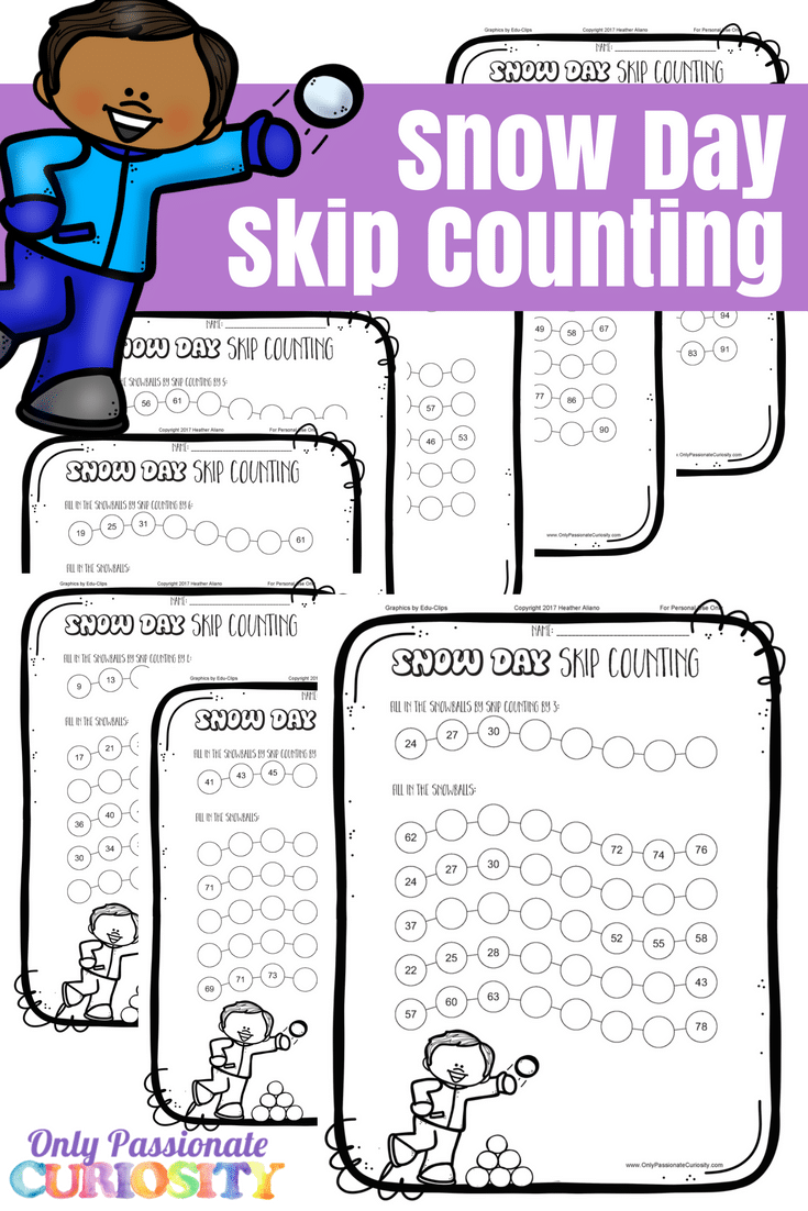 FREE SNOW DAY SKIP COUNTING WORKSHEETS (Instant Download)